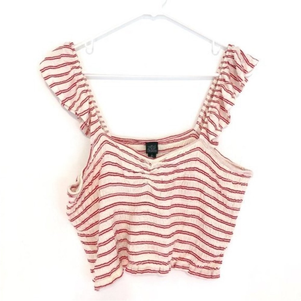 NWOT Wild Fable Pink and white knit striped crop top - Picture 2 of 6